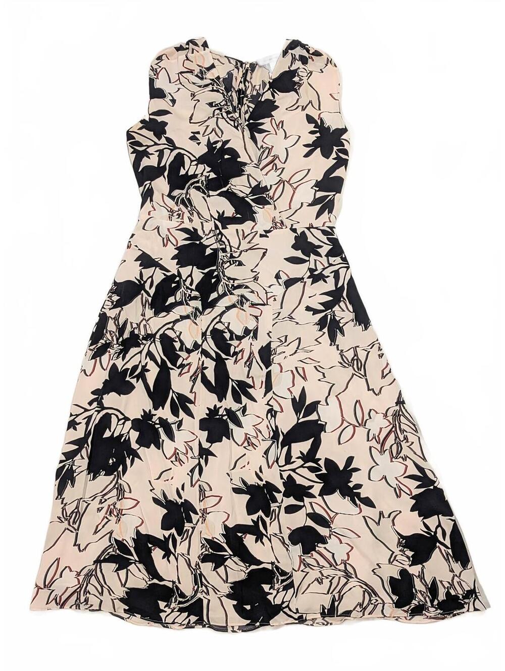 Classiques Entier White Black Floral Silk Dress Size 6